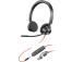 POLY Blackwire 3325 Stereo MS Teams langalliset kuulokkeet, 3,5 mm liitin, USB-C/A adapteri, musta