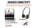 Poly Blackwire 3220 langalliset stereokuulokkeet, USB-C, USB-C/A-sovitin, musta