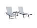 Lepotuolisarja ARIO harmaa, 2 lepotuolia 63x187xH40cm, pöytä 43x43xH40cm, teräs, tekstiiliistuin