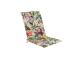 Tuolinpäällinen selkänojalla AMAZONIA 42x90x3cm, "Java" tyyppinen tuoli, jossa on röyhelö, kukkia, beige pohja, 50% polyesteriä/ 50% puuvillaa