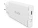 SBS seinälaturi, 2xUSB-C, 67 W, valkoinen - Laturi